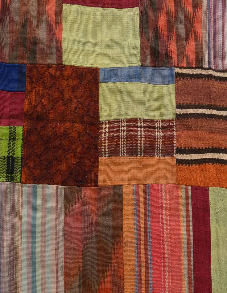 Detail image of  5' 7 x 8'  Hand Woven Kilim Patchwork Wool Rug