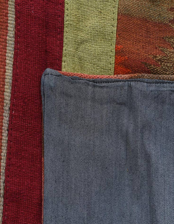 Detail image of  5' 7 x 8'  Hand Woven Kilim Patchwork Wool Rug