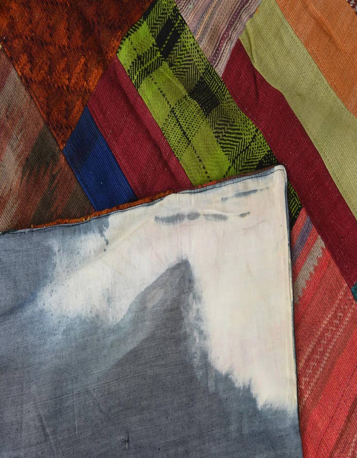 Detail image of  5' 7 x 8'  Hand Woven Kilim Patchwork Wool Rug