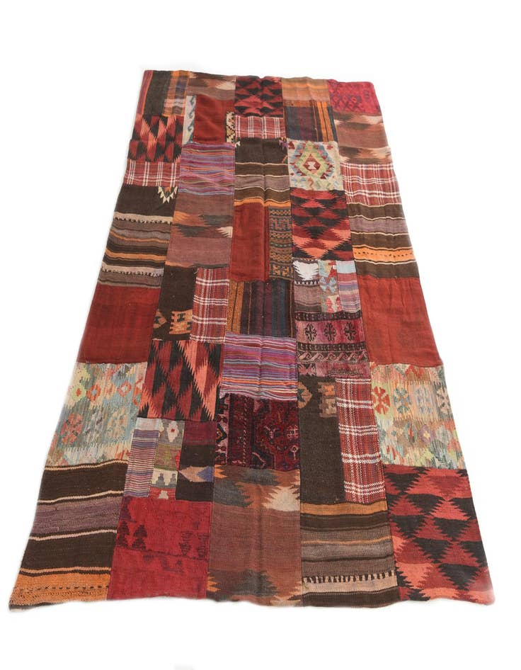 Detail image of  5' 5 x 8'  Hand Woven Kilim Patchwork Wool Rug