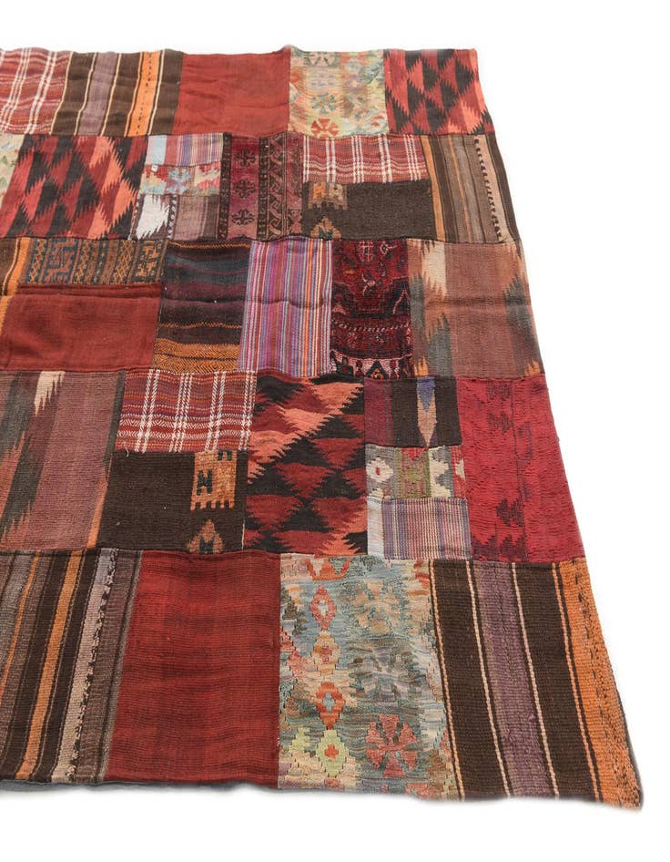 Detail image of  5' 5 x 8'  Hand Woven Kilim Patchwork Wool Rug