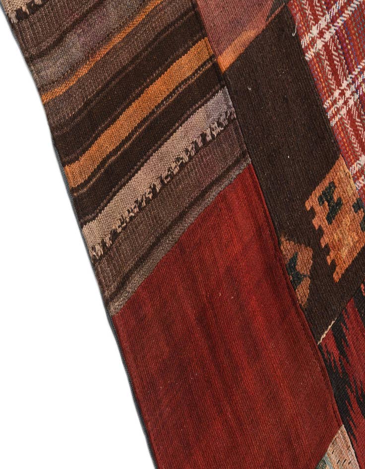 Detail image of  5' 5 x 8'  Hand Woven Kilim Patchwork Wool Rug