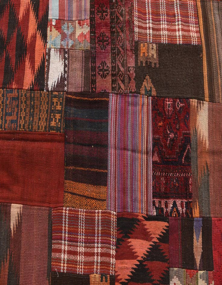 Detail image of  5' 5 x 8'  Hand Woven Kilim Patchwork Wool Rug