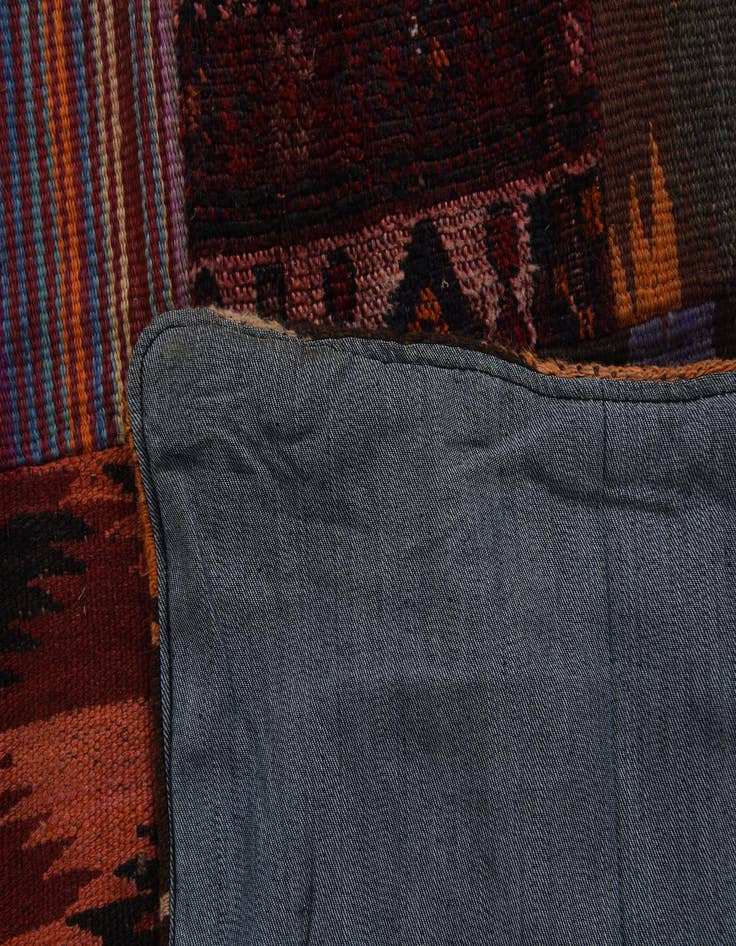 Detail image of  5' 5 x 8'  Hand Woven Kilim Patchwork Wool Rug