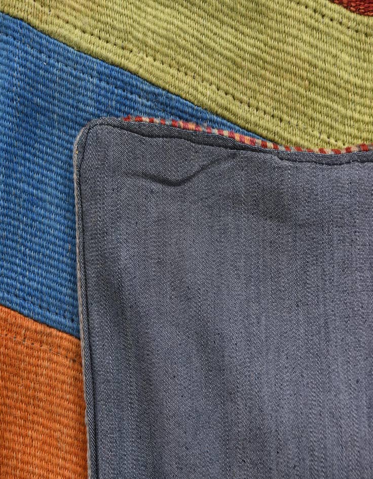 Detail image of  5' 8 x 8'  Hand Woven Kilim Patchwork Wool Rug