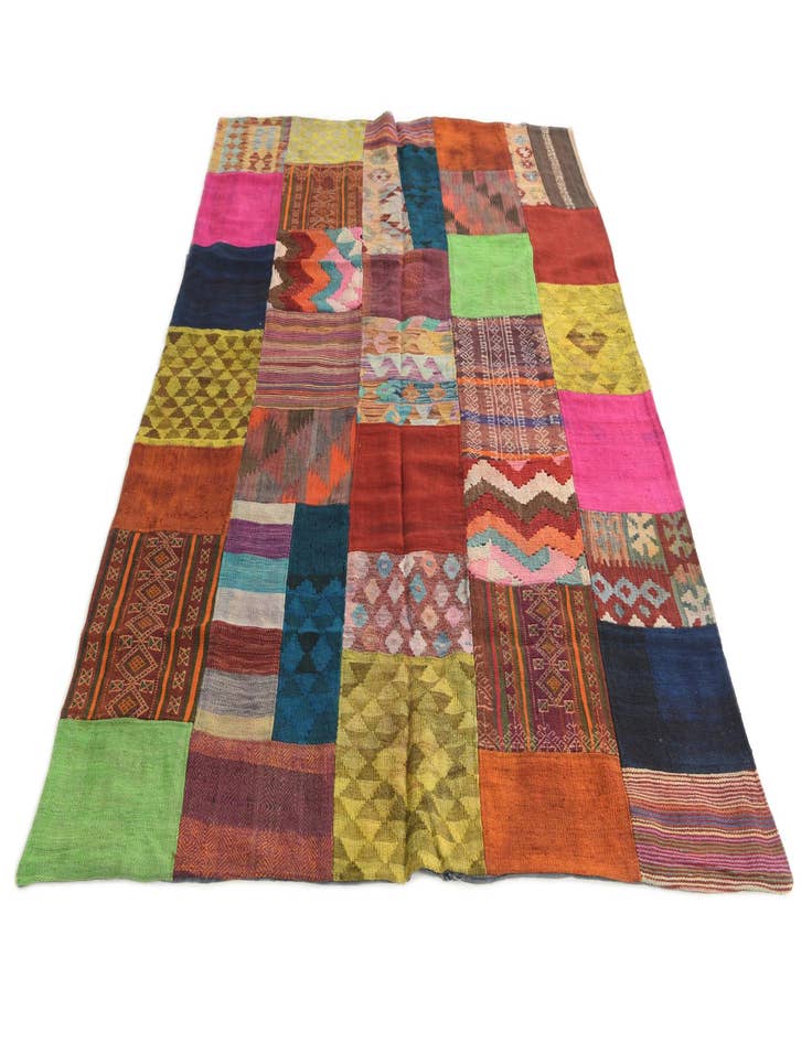 Detail image of  5' 5 x 7' 10  Hand Woven Kilim Patchwork Wool Rug