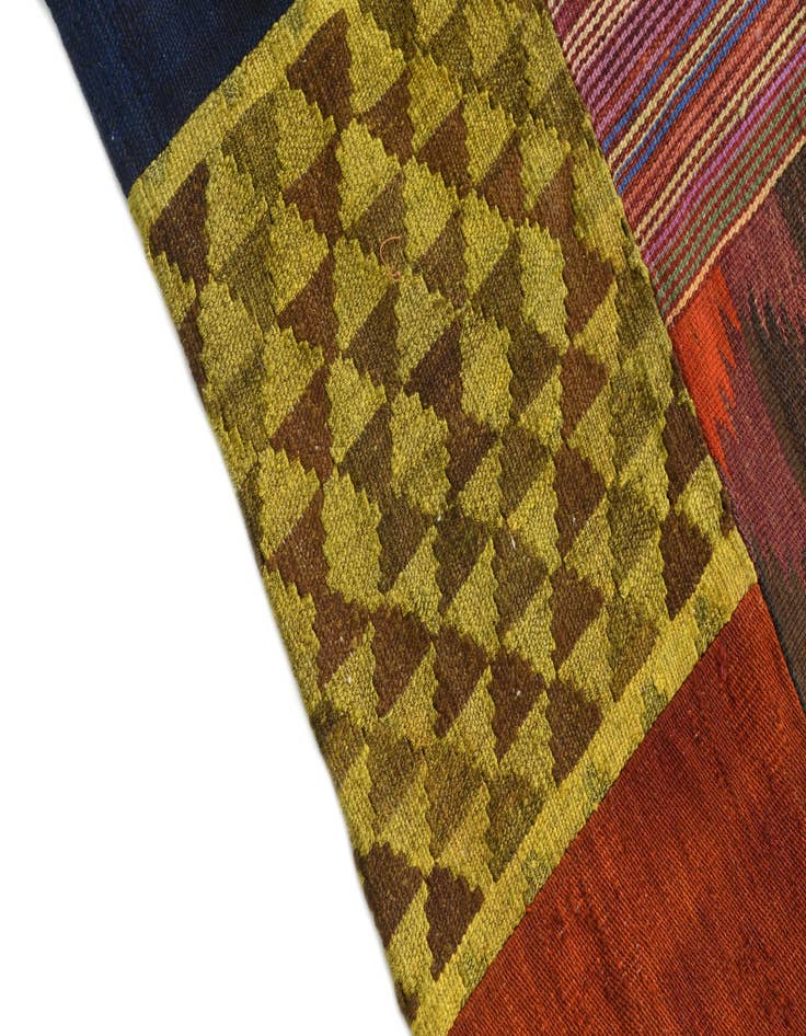 Detail image of  5' 5 x 7' 10  Hand Woven Kilim Patchwork Wool Rug