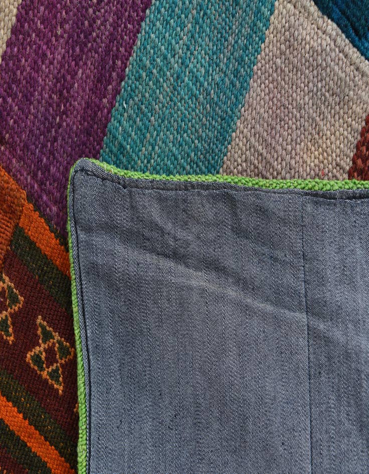 Detail image of  5' 5 x 7' 10  Hand Woven Kilim Patchwork Wool Rug