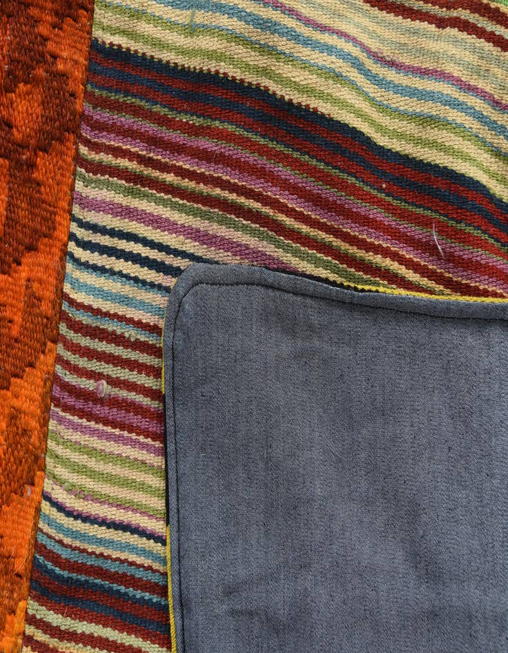 Detail image of  5' 5 x 8'  Hand Woven Kilim Patchwork Wool Rug