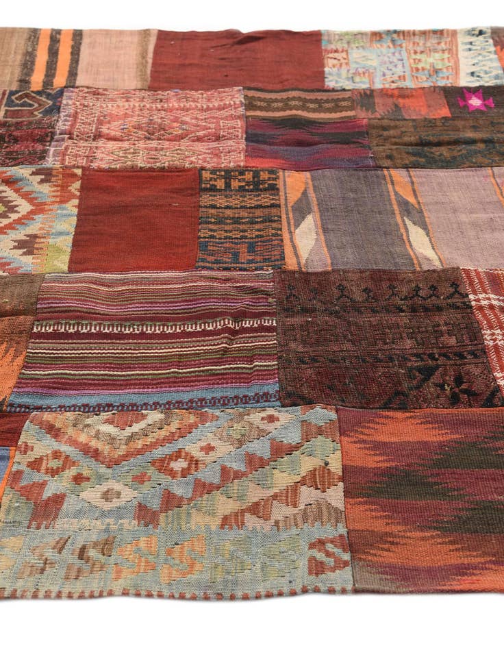 Detail image of  5' 6 x 7' 10  Hand Woven Kilim Patchwork Wool Rug