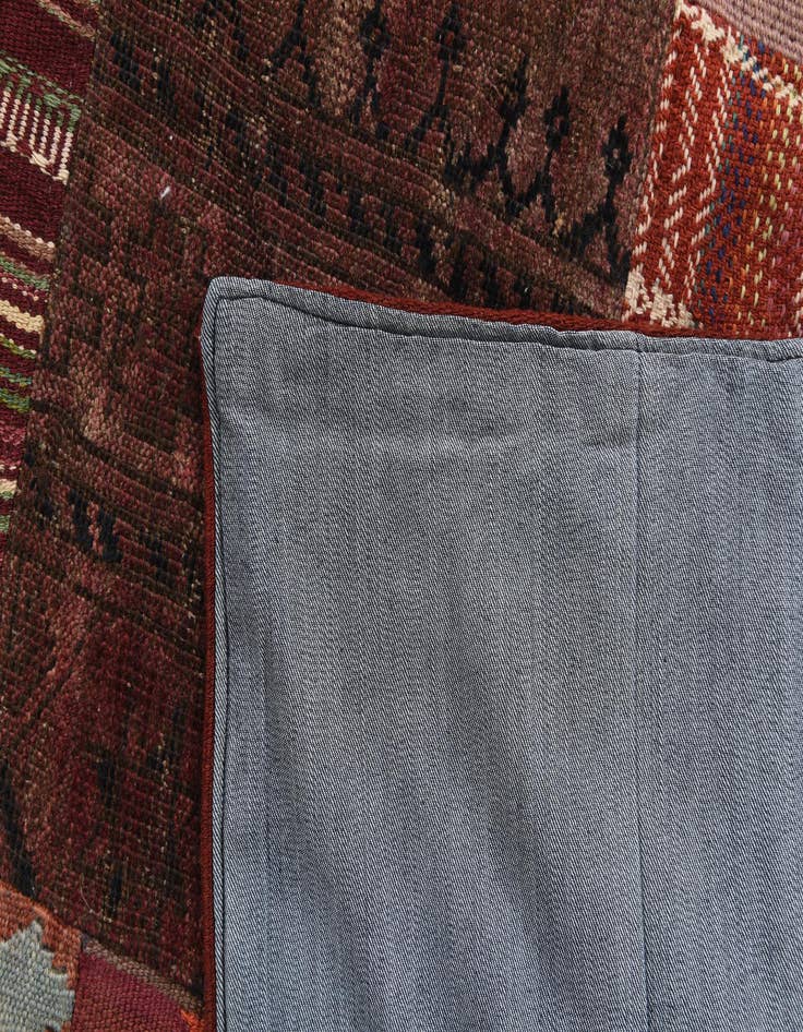 Detail image of  5' 6 x 7' 10  Hand Woven Kilim Patchwork Wool Rug