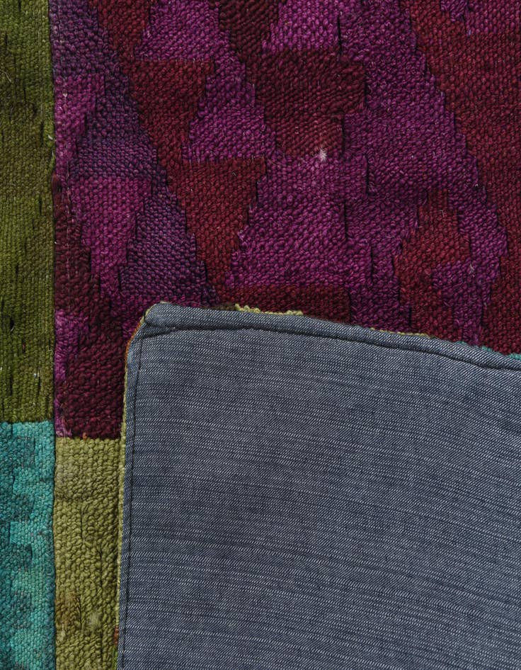 Detail image of  5' 2 x 7' 10  Hand Woven Kilim Patchwork Wool Rug