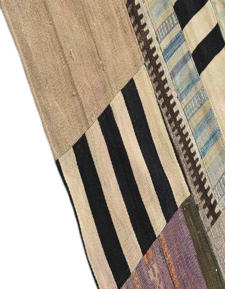 Detail image of  5' 4 x 8' 1  Hand Woven Kilim Patchwork Wool Rug