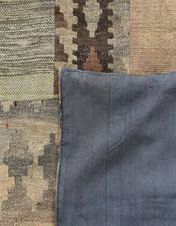 Detail image of  5' 4 x 8' 1  Hand Woven Kilim Patchwork Wool Rug