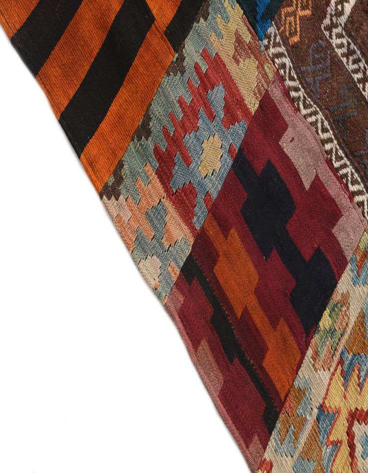 Detail image of  5' 6 x 7' 10  Hand Woven Kilim Patchwork Wool Rug