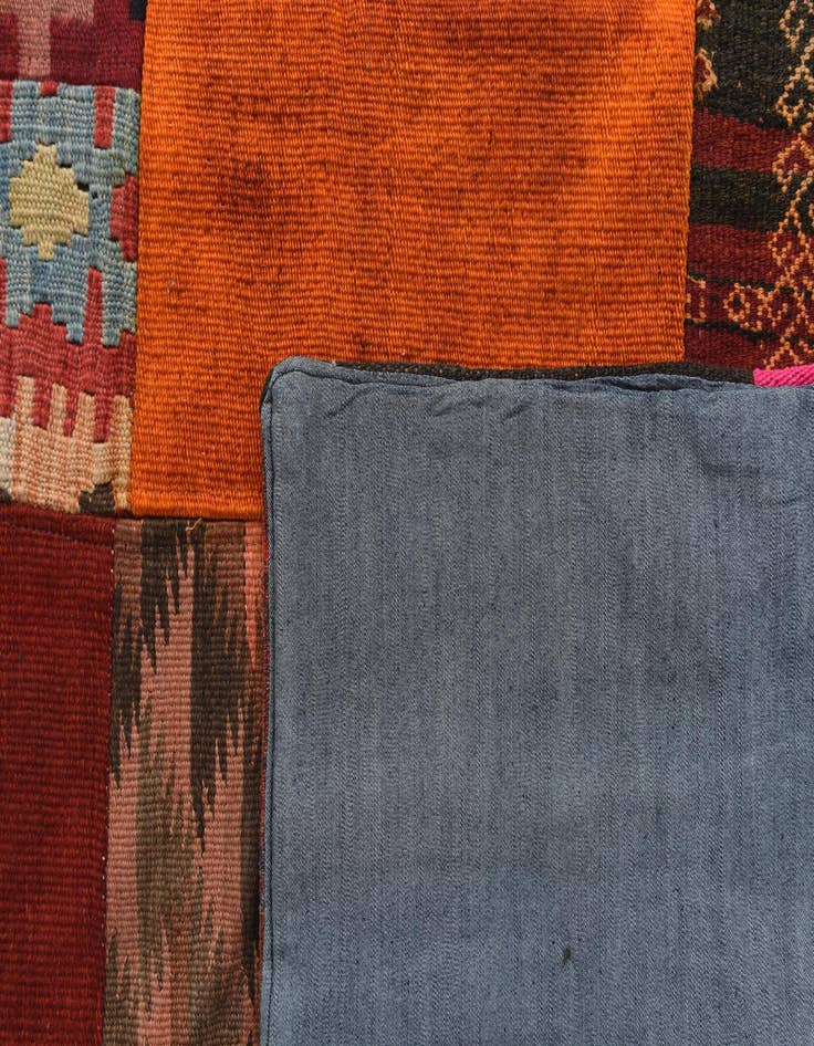 Detail image of  5' 6 x 7' 10  Hand Woven Kilim Patchwork Wool Rug
