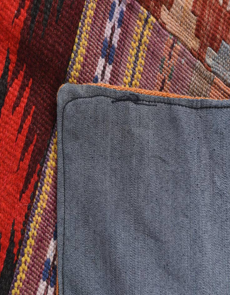 Detail image of  4' x 5' 8  Hand Woven Kilim Patchwork Wool Rug
