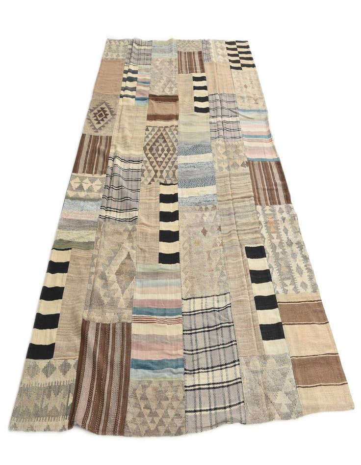 Detail image of  6' 6 x 9' 7  Hand Woven Kilim Patchwork Wool Rug