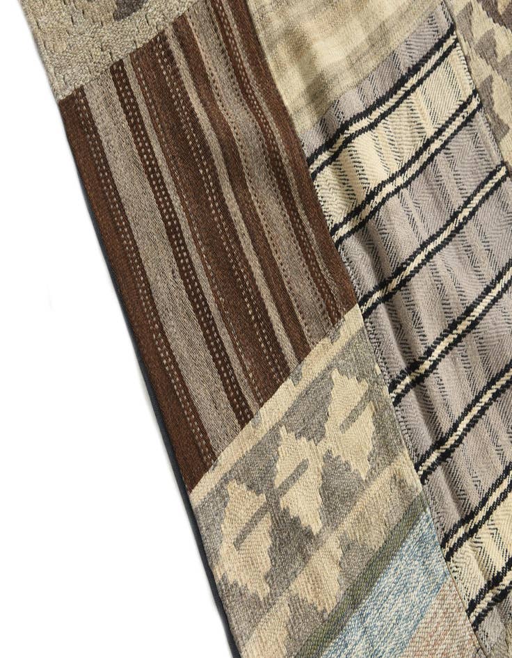 Detail image of  6' 6 x 9' 7  Hand Woven Kilim Patchwork Wool Rug