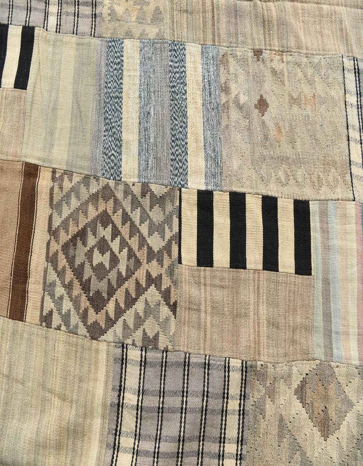 Detail image of  6' 6 x 9' 7  Hand Woven Kilim Patchwork Wool Rug