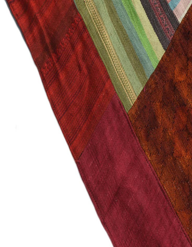 Detail image of  5' 7 x 8'  Hand Woven Kilim Patchwork Wool Rug