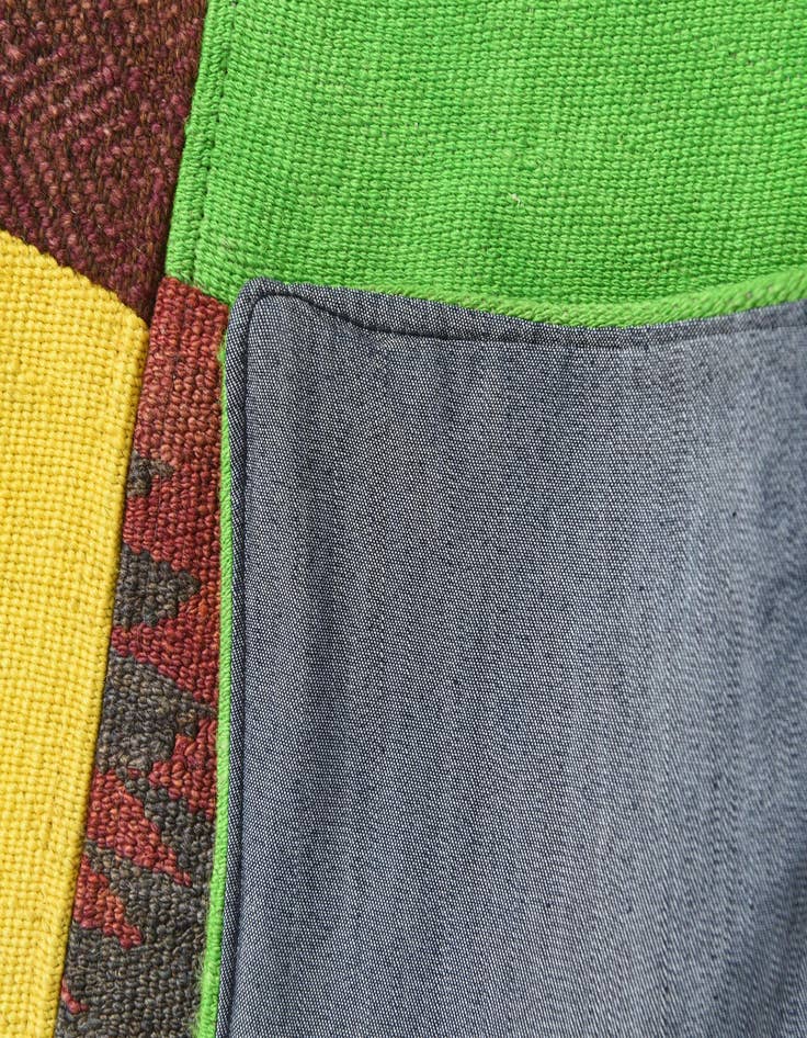 Detail image of  6' x 9' 8  Hand Woven Kilim Patchwork Wool Rug