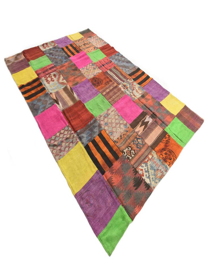 Detail image of  6' x 9' 8  Hand Woven Kilim Patchwork Wool Rug