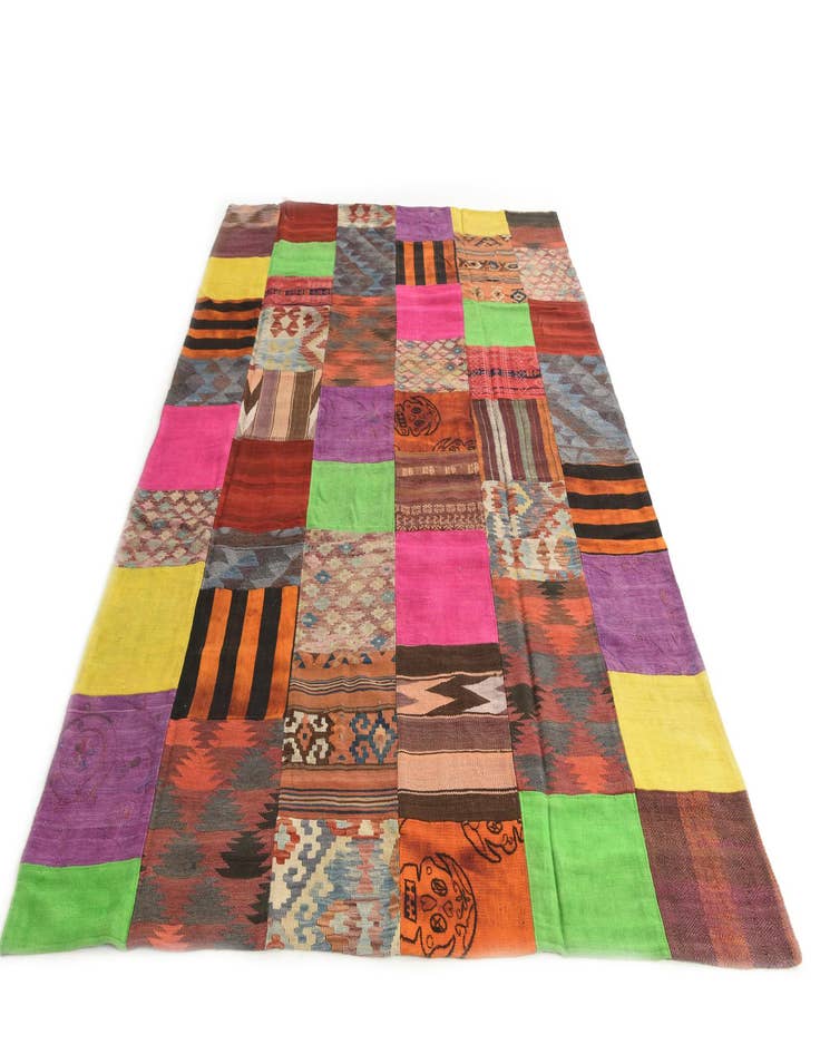 Detail image of  6' x 9' 8  Hand Woven Kilim Patchwork Wool Rug