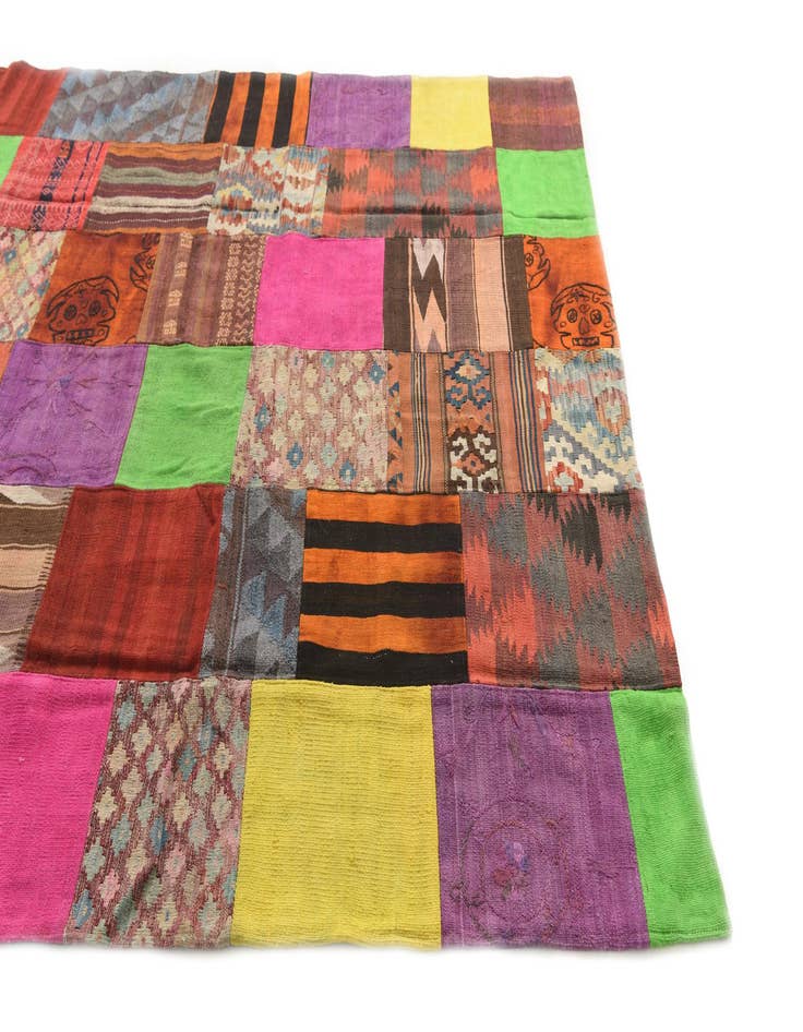 Detail image of  6' x 9' 8  Hand Woven Kilim Patchwork Wool Rug