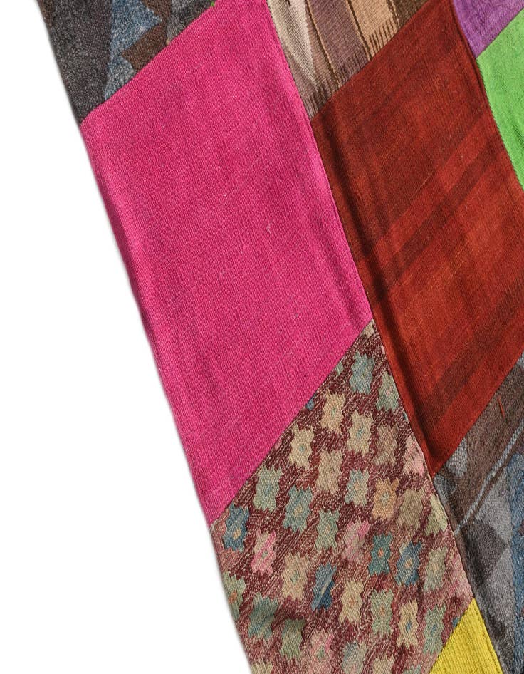 Detail image of  6' x 9' 8  Hand Woven Kilim Patchwork Wool Rug
