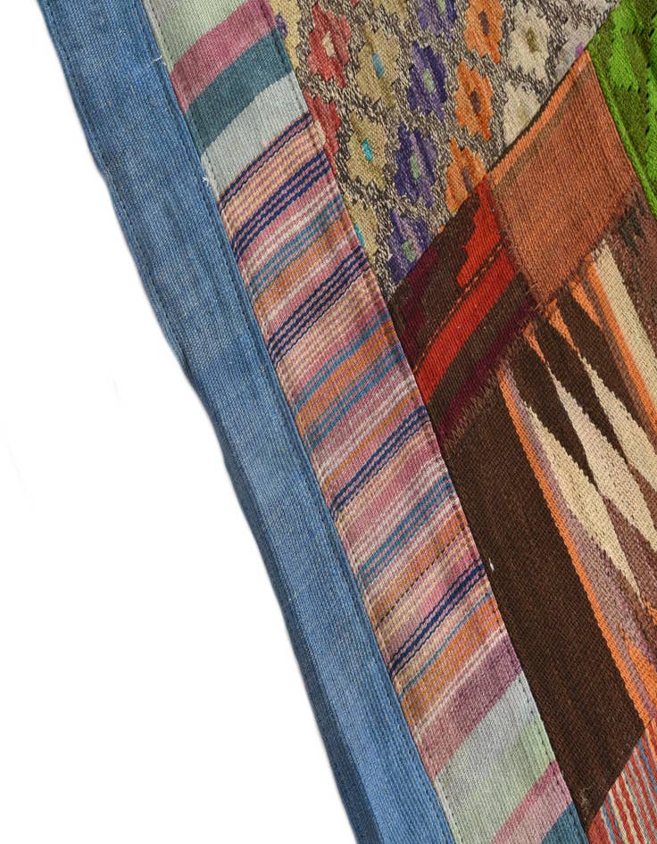 Detail image of  5' 6 x 8'  Hand Woven Kilim Patchwork Wool Rug