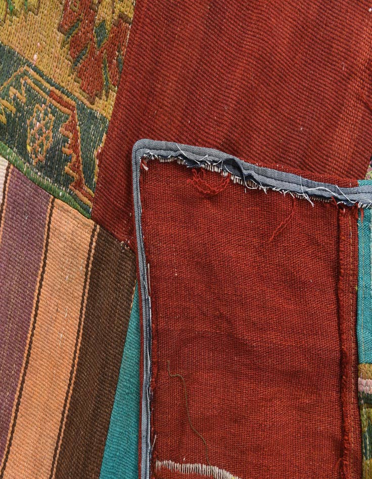 Detail image of  6' 6 x 9' 9  Hand Woven Kilim Patchwork Wool Rug