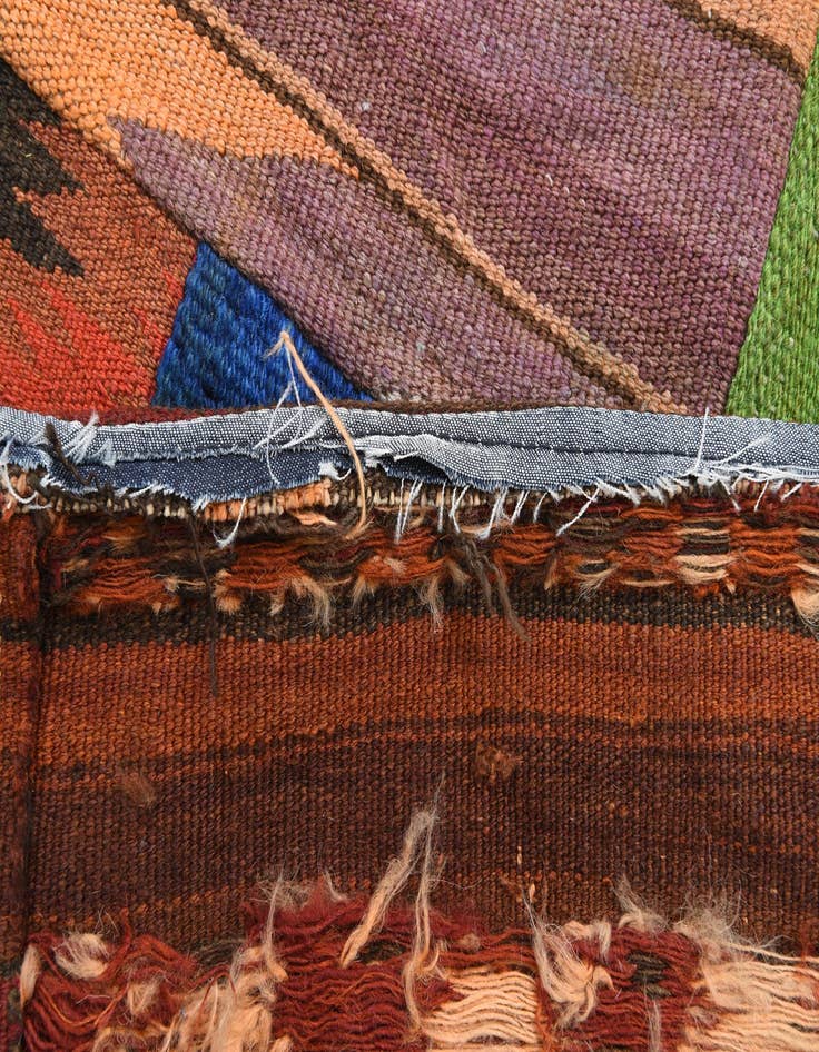 Detail image of  6' 6 x 9' 9  Hand Woven Kilim Patchwork Wool Rug
