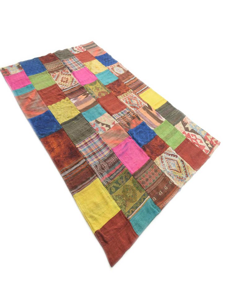 Detail image of  6' 6 x 9' 9  Hand Woven Kilim Patchwork Wool Rug