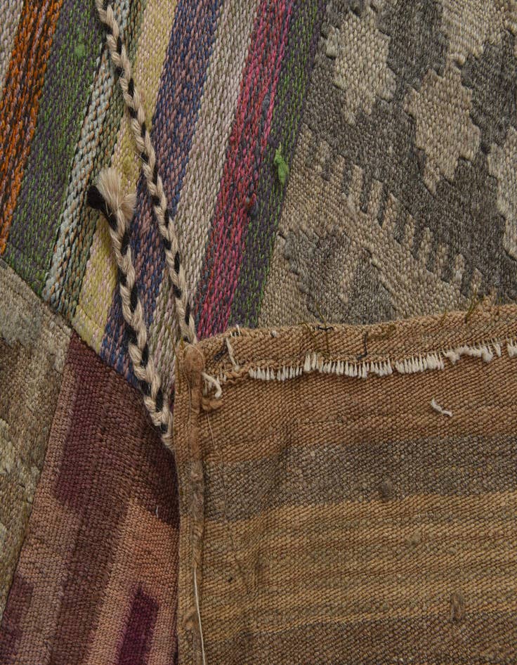 Detail image of  6' 7 x 9' 9  Hand Woven Kilim Patchwork Wool Rug