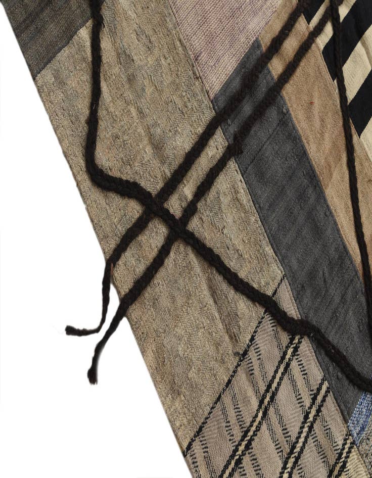 Detail image of  5' 3 x 8'  Hand Woven Kilim Patchwork Wool Rug