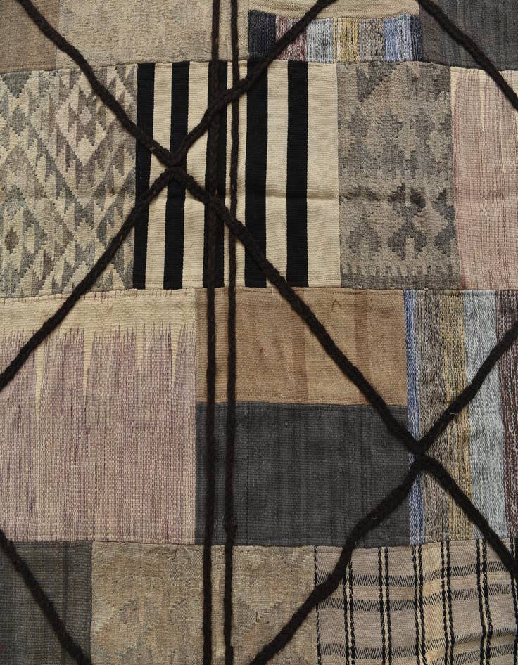 Detail image of  5' 3 x 8'  Hand Woven Kilim Patchwork Wool Rug