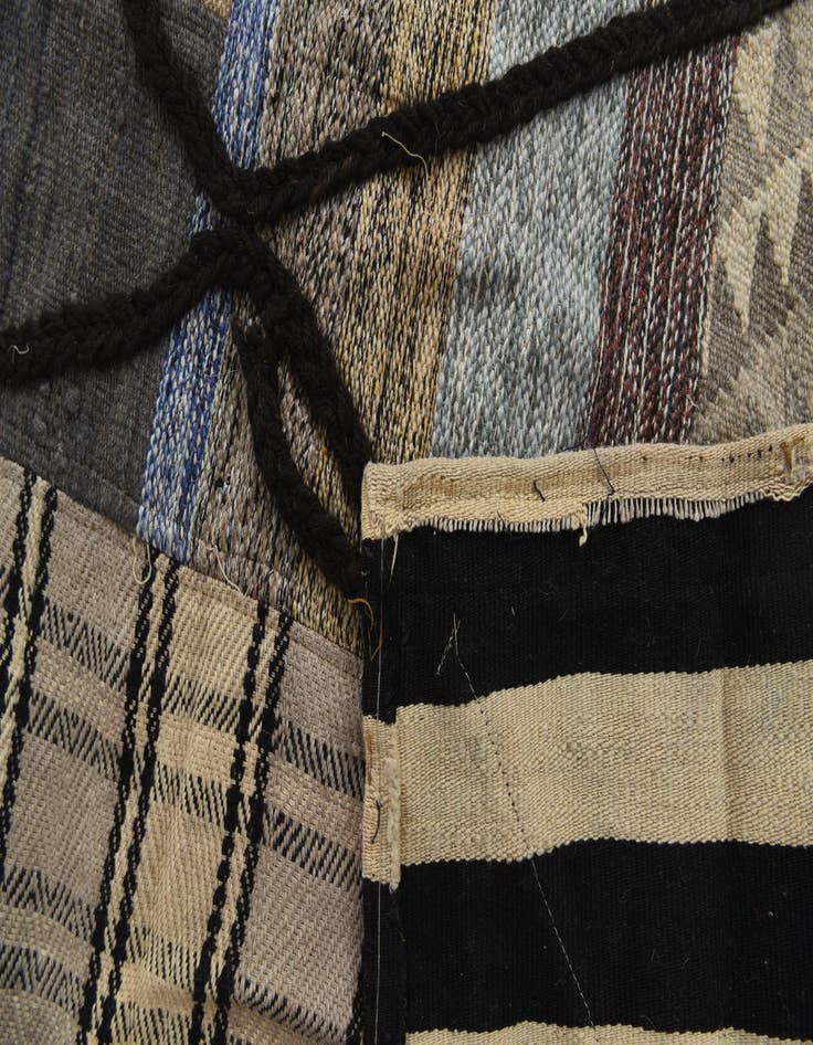 Detail image of  5' 3 x 8'  Hand Woven Kilim Patchwork Wool Rug