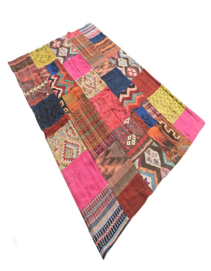 Detail image of  5' 5 x 7' 10  Hand Woven Kilim Patchwork Wool Rug