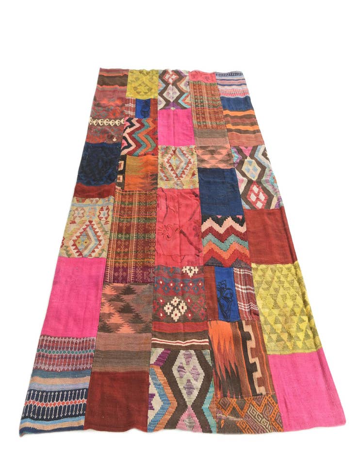 Detail image of  5' 5 x 7' 10  Hand Woven Kilim Patchwork Wool Rug