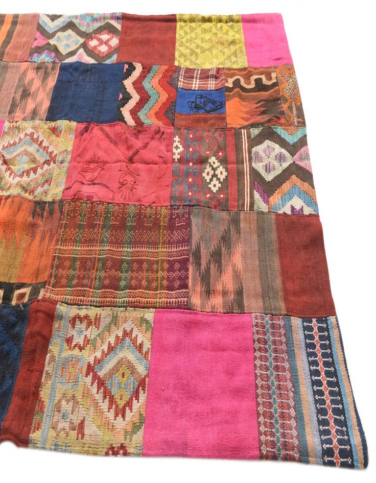 Detail image of  5' 5 x 7' 10  Hand Woven Kilim Patchwork Wool Rug