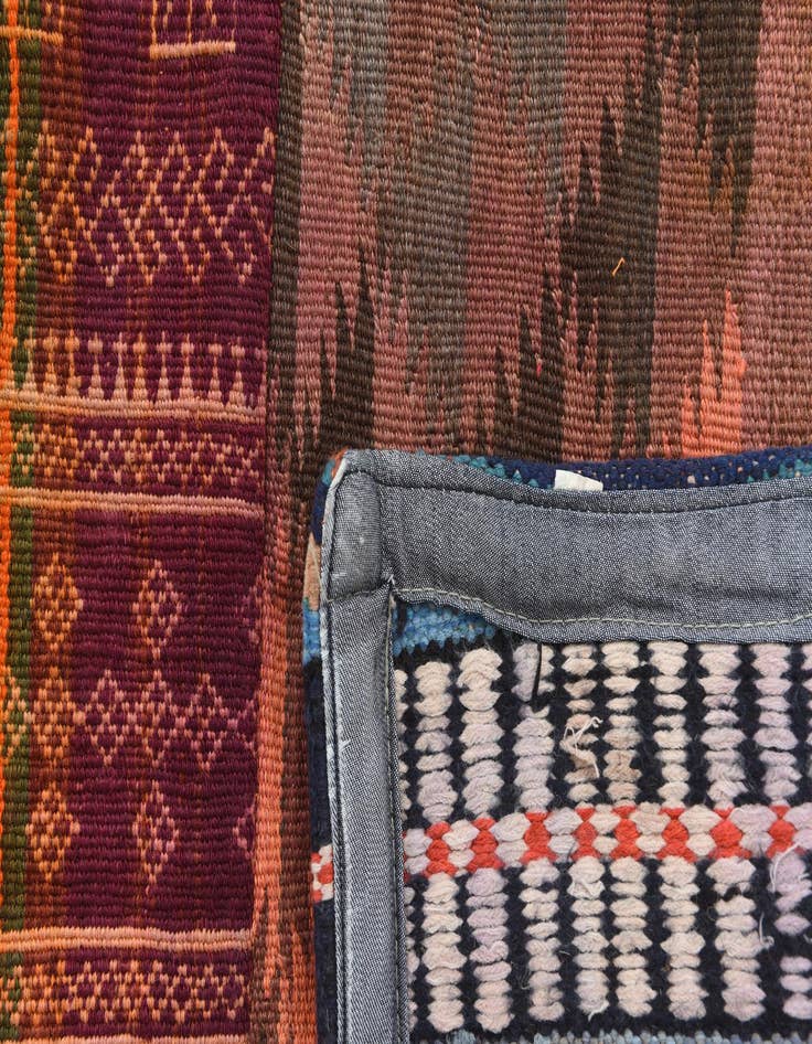 Detail image of  5' 5 x 7' 10  Hand Woven Kilim Patchwork Wool Rug