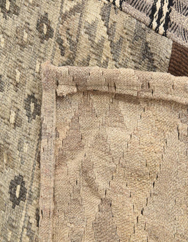 Detail image of  6' 5 x 9' 6  Hand Woven Kilim Patchwork Wool Rug