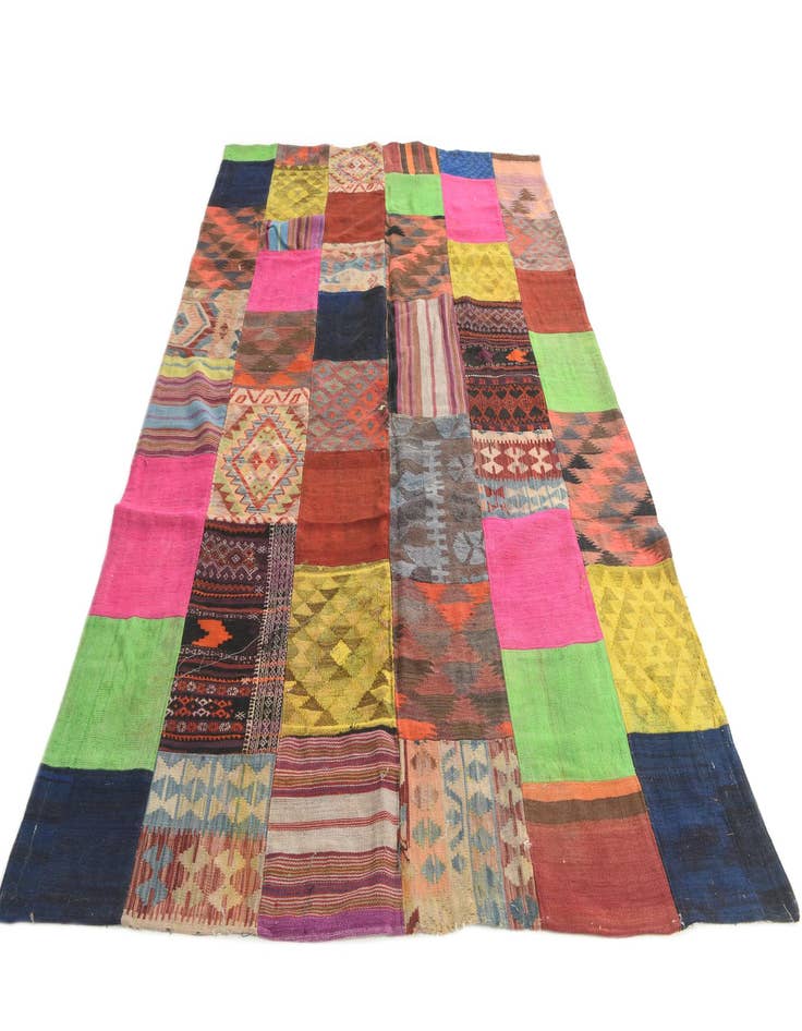 Detail image of  6' 8 x 9' 8  Hand Woven Kilim Patchwork Wool Rug