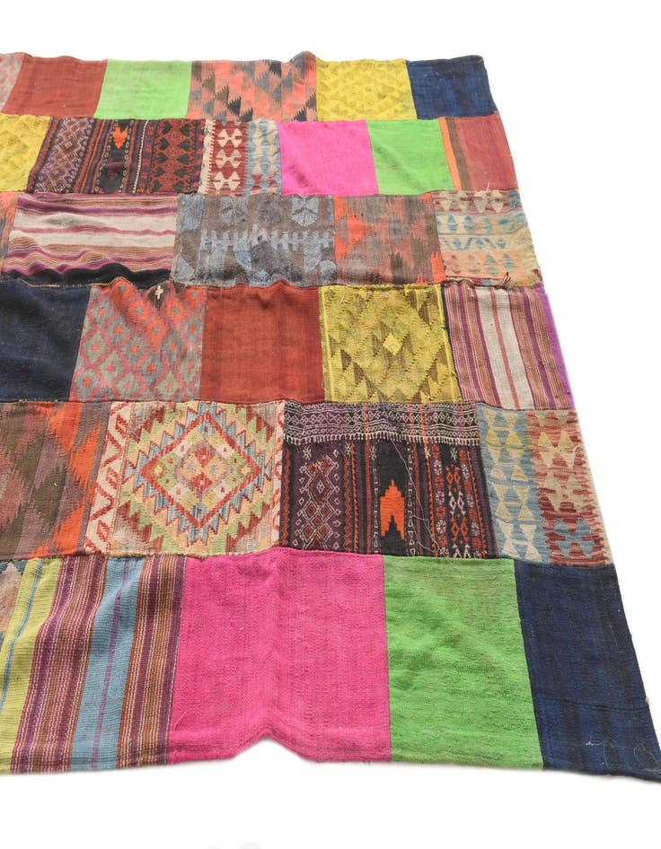 Detail image of  6' 8 x 9' 8  Hand Woven Kilim Patchwork Wool Rug