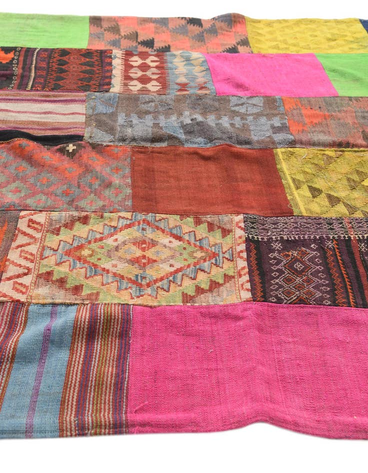 Detail image of  6' 8 x 9' 8  Hand Woven Kilim Patchwork Wool Rug