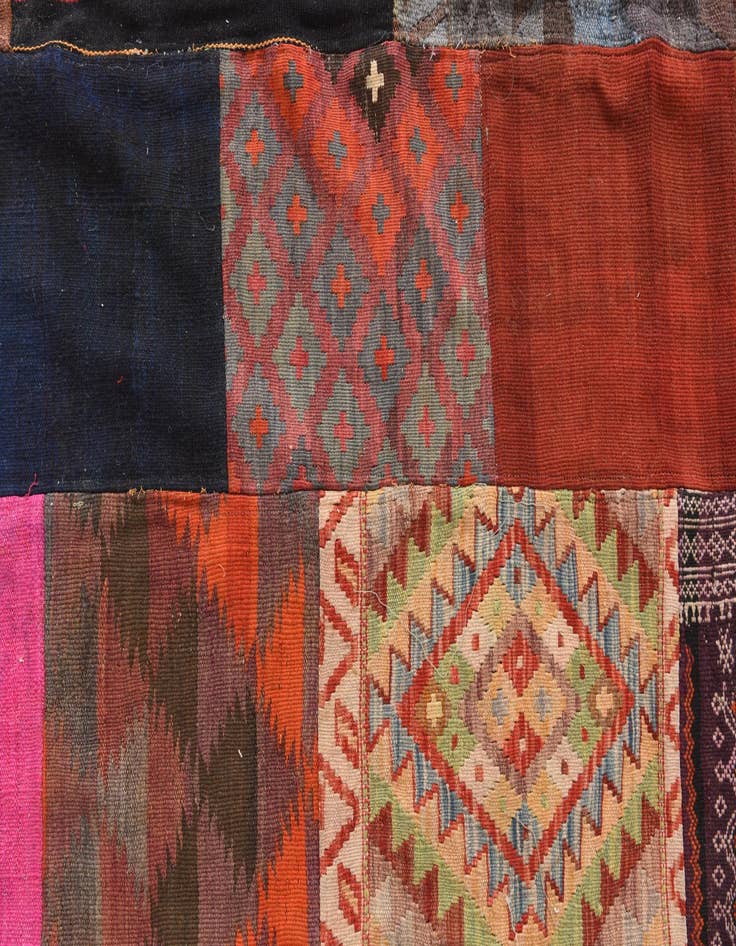 Detail image of  6' 8 x 9' 8  Hand Woven Kilim Patchwork Wool Rug