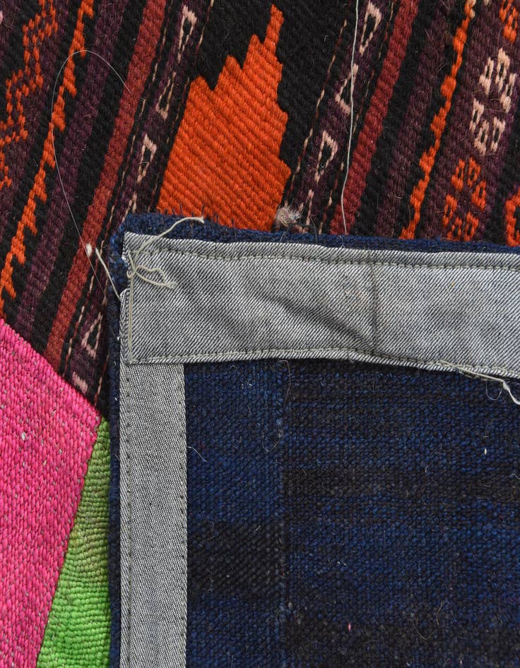 Detail image of  6' 8 x 9' 8  Hand Woven Kilim Patchwork Wool Rug