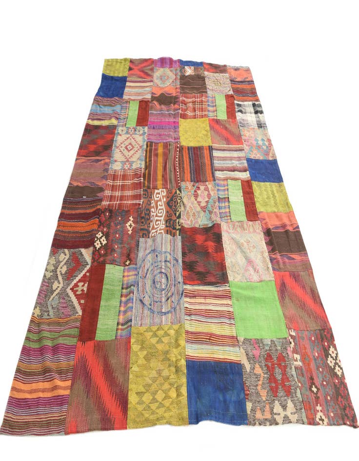 Detail image of  6' 8 x 9' 10  Hand Woven Kilim Patchwork Wool Rug