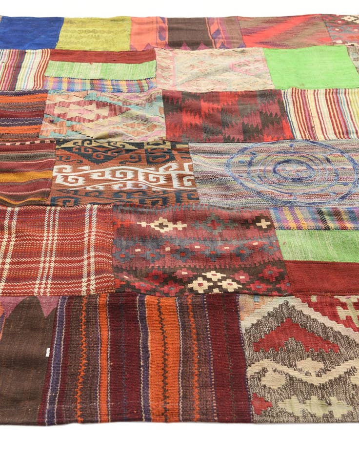 Detail image of  6' 8 x 9' 10  Hand Woven Kilim Patchwork Wool Rug